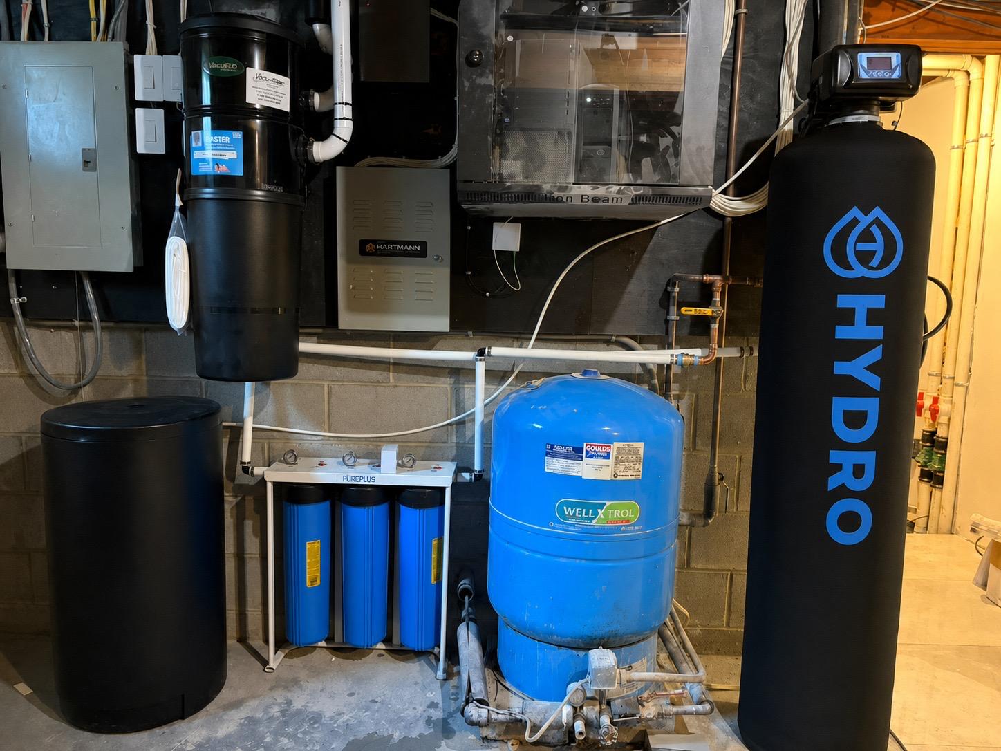 Three-stage filtration with softener & pressure tank